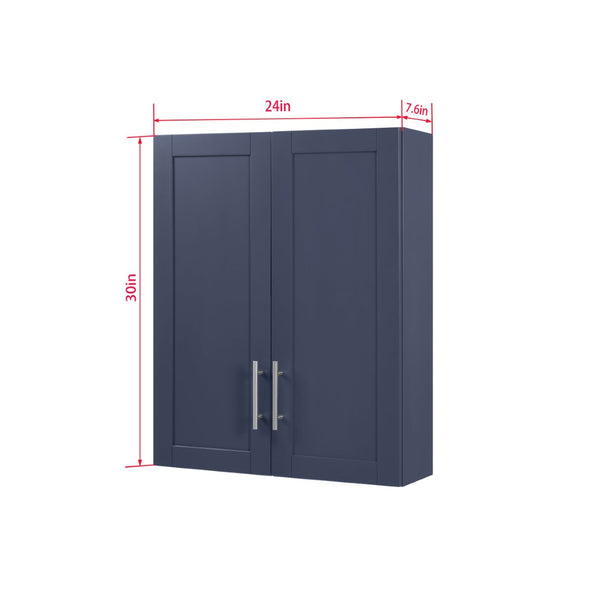 English Elm Wood Hanging Cabinet With Doors – Stylish Blue Storage Solution For Home Or Office Organization W914P292875-GIGA