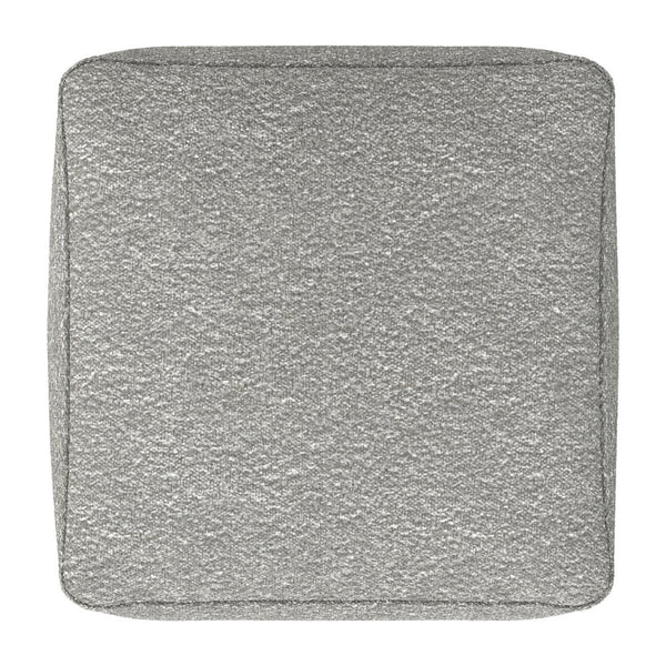 English Elm Chantal Boucle Square Pouf Handcrafted Cotton Accent Footrest for Modern Living Rooms Light Gray B136P427585