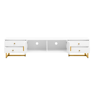 English Elm Vibe Modern Tv Stand For 65" To 75" Tvs, Stylish Entertainment Center With Storage & Metal Accents N724P284539K-GIGA