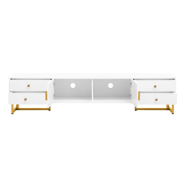 English Elm Vibe Modern Tv Stand For 65" To 75" Tvs, Stylish Entertainment Center With Storage & Metal Accents N724P284539K-GIGA