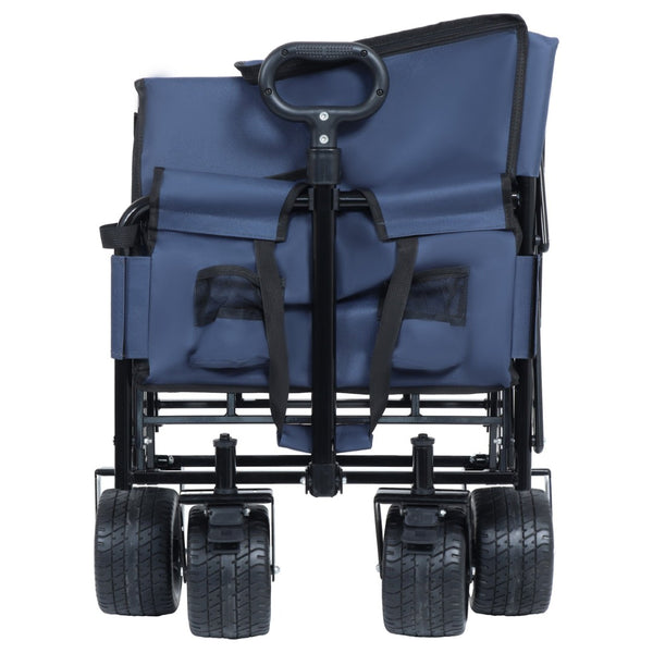 English Elm 3-in-1 Convertible Folding Wagon with 500lb Steel Frame and All-terrain Swivel Wheels Dark Blue W2932P390460