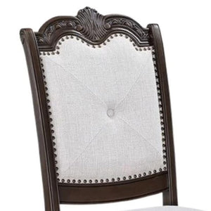 English Elm Cary Button-tufted Linen Dining Chairs Set of 2 Scrolled Wood Traditional Style B056P417079