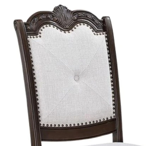 English Elm Cary Button-tufted Linen Dining Chairs Set of 2 Scrolled Wood Traditional Style B056P417079