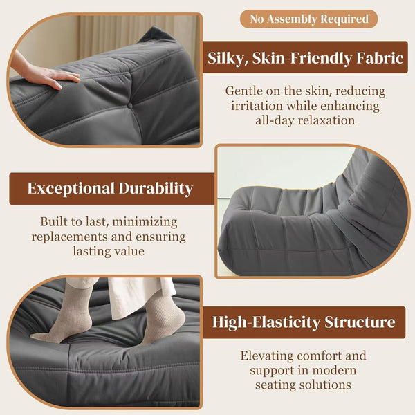 English Elm Luxury Plush Accent Chair with Button-Tufted Corduroy Cover and High-Density Memory Foam Comfort, Anti-Slip Base Gray W3955P388724
