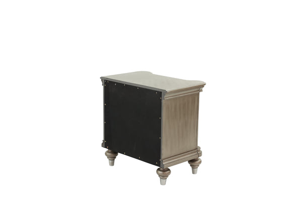 English Elm Luxury Glam Antique Silver-Champagne Nightstand with 2 Drawers, Modern Bedside Storage 28x18x28" B011P210121