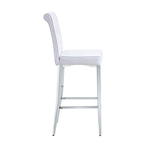 English Elm Modern Tempered Glass Pub Table Set with Chrome Base and White Pu Leather Stools W3875S00034