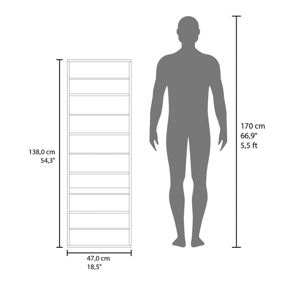 English Elm Wall Mounted Shoe Rack with Mirror Chimg Macadamia Beige — Space-Saving 10-Pair Organizer, 54.3" H B092P309187