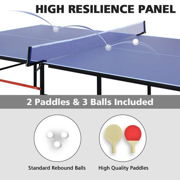 English Elm Double Fish Regulation 9 Foot Mdf Folding Table Tennis with Paddles Balls and Net W3087P250963