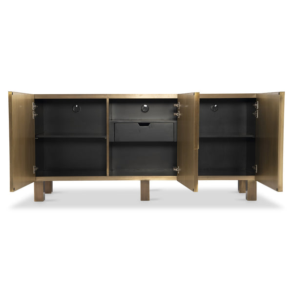 Bernhardt Bernhardt Acora Buffet With Aged Brass Clad Frame, Sculptural Patchwork Doors & Soft-Close Storage 347134