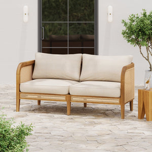 English Elm Christopher Knight Home® - Kirkby Outdoor Cushioned Sofa - Rustic Wicker & Acacia Wood Loveseat For Stylish Patios & Decks N775P265895T