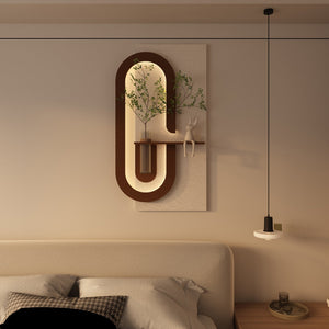 English Elm Adjustable 3D Botanical Wall Sculpture With Led Lighting & Rabbit Statue - Perfect Home Accent Decor W2700P313030