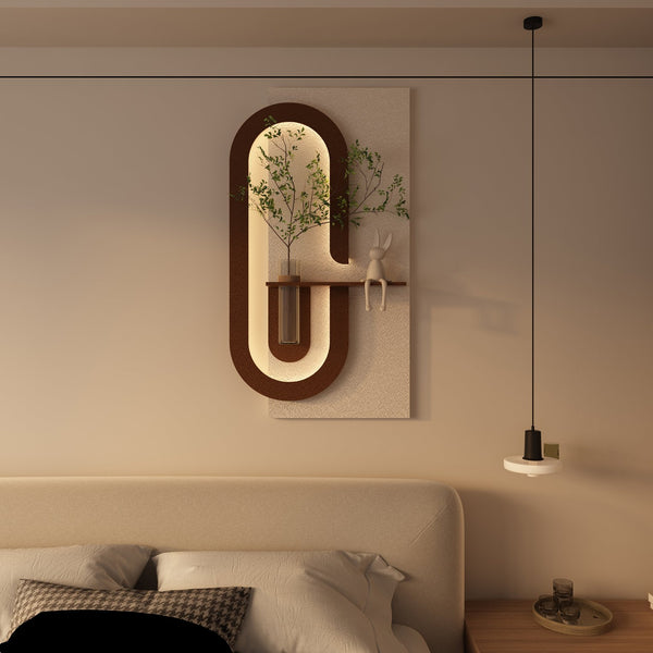 English Elm Adjustable 3D Botanical Wall Sculpture With Led Lighting & Rabbit Statue - Perfect Home Accent Decor W2700P313030