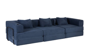 English Elm Compression Convertible Floor Sofa Bed - Durable Chenille, No Assembly, Multi-Purpose Design, Dark Blue W3723S00016
