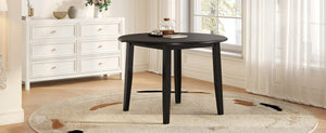 English Elm Extendable Round Dining Table Folding Mdf Top Rubberwood Legs Small Space Apartment Black N752P405933B