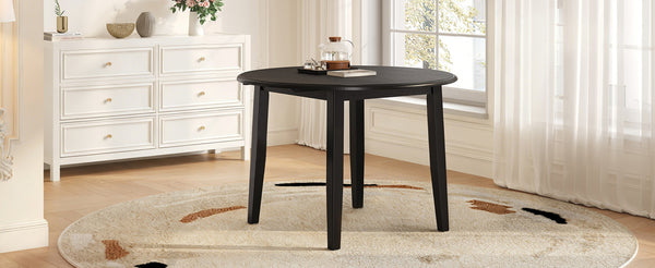 English Elm Extendable Round Dining Table Folding Mdf Top Rubberwood Legs Small Space Apartment Black N752P405933B