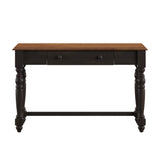 Homelegance By Top-Line Renzo Antique 1-Drawer Desk with Charging Station Black Rubbberwood