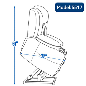 English Elm Up to 350 Lb Chenille Power Lift Recliner with Massage Heat and Charging Ports W1803S00072
