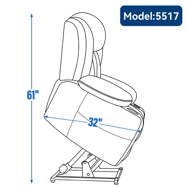 English Elm Up to 350 Lb Chenille Power Lift Recliner with Massage Heat and Charging Ports W1803S00072