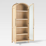 Chantelle Modern Arched Bookcase with Glass Doors Coastal Oak WECHA41OS3CO0 Walker Edison