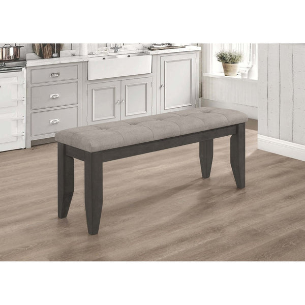 English Elm Erskin Button Tufted Upholstered Bench Rubberwood Frame Slim Dining Room Seat B062P441082
