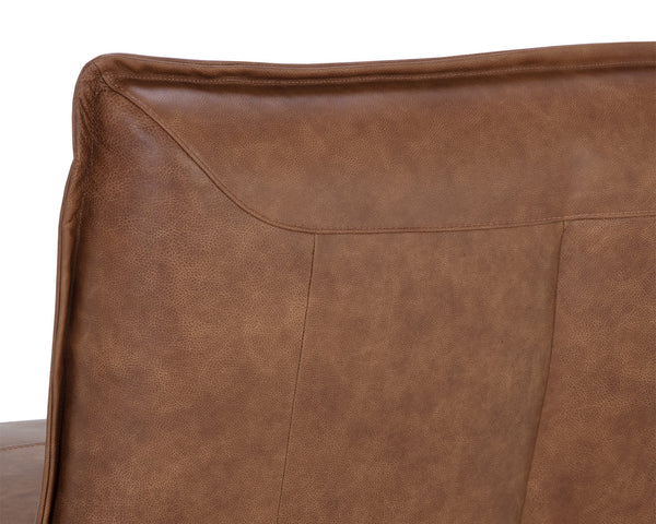 Sunpan Colson Swivel Armless Chair in Luxurious Cognac Italian Leather - Contemporary Comfort & Style