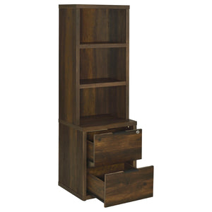 English Elm Geary Twin Bookcase Headboard Set with Nightstands Usb Charging Matte Finish Dark Brown B062S01698
