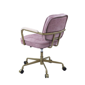 English Elm Siecross Ergonomic Pink Top-Grain Leather Office Chair with 3" Cushion, 360° Swivel & Adjustable Height B2726P265728