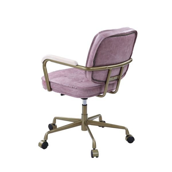 English Elm Siecross Ergonomic Pink Top-Grain Leather Office Chair with 3" Cushion, 360° Swivel & Adjustable Height B2726P265728