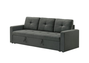 English Elm Bergamo Tufted Sleeper Sofa Pull Out Convertible Gray Fabric Guest Living Room B2749P413196