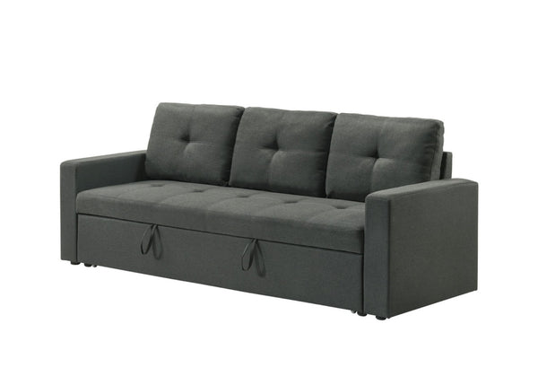 English Elm Bergamo Tufted Sleeper Sofa Pull Out Convertible Gray Fabric Guest Living Room B2749P413196
