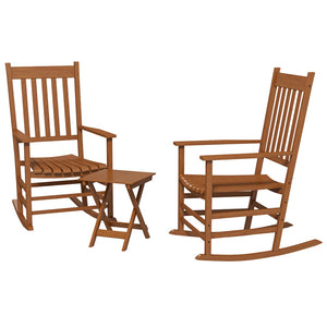 English Elm Outsunny Outdoor Rocking Chair Set For Garden & Porch - Stylish Comfort With Side Table, Teak Finish W2225P174322-GIGA