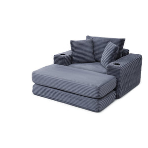 English Elm 52.4'' Boneless Foam Chaise Lounge Convertible Corduroy Sofa Bed for Living Room Grey W1117P410661