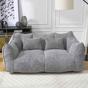 English Elm Soft Plush Foam Beanbag Chair for Two People, Square Recliner Sofa With Superfiber Comfort Embrace Grey W1996P252274