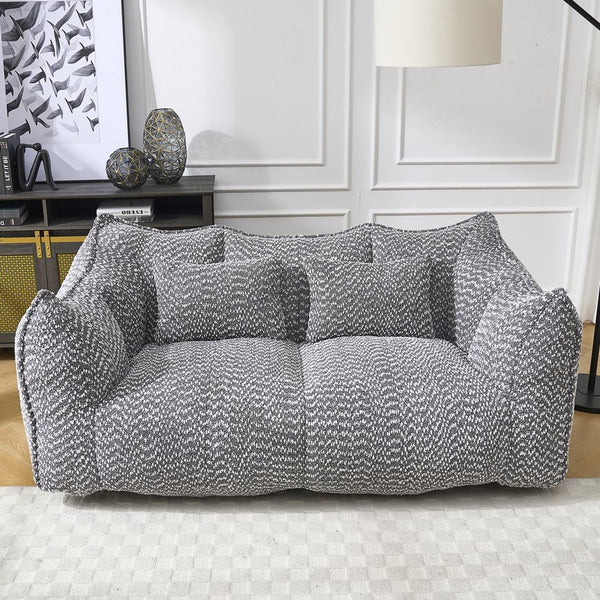 English Elm Soft Plush Foam Beanbag Chair for Two People, Square Recliner Sofa With Superfiber Comfort Embrace Grey W1996P252274