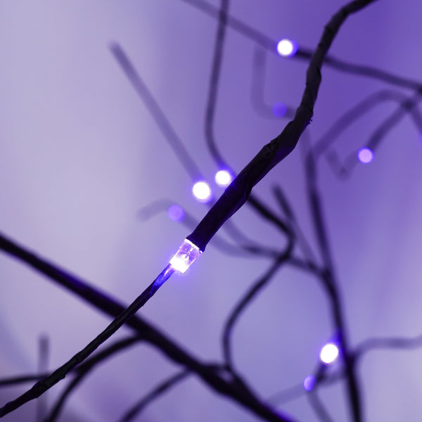 English Elm 3 Pack Halloween Spooky Tree Set with Purple LED Lights, 4ft‑6ft Hinged UV‑Resistant Indoor Decor (96) PX283443AAF