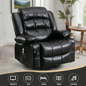 English Elm Massage Swivel Rocker Recliner with Heat Lumbar Relief and Usb Port for Living Room W1521P476713