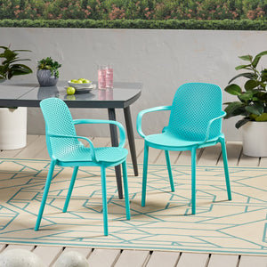 English Elm Christopher Knight Home® - GARDENIA Weather-Resistant Outdoor Dining Chair with Perforated Modern Design and Durable Polypropylene Frame Teal 33.5 L x 23.5 W x 23.5 H 68521.00T