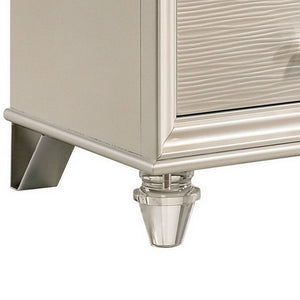 English Elm Nightstand Pearl White Lacquer with Textured Drawers and Clear Acrylic Legs Glam Bedroom B056P416808