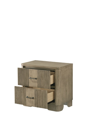 English Elm Lakkari Antique Oak Two Drawer Nightstand with Dovetail Joinery and Felt Lined Storage B2756P493477