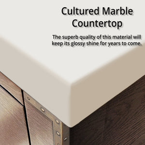 English Elm Grey Oak Single Bath Vanity Set With Cultured Marble Top, Chrome Faucet & 46" Framed Mirror Included B2731S02022