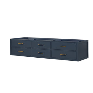 English Elm Blue Midcentury Double Bath Vanity 84" W x 22" D - Wood, Soft-Close Drawers, Fully Assembled B2731P258145