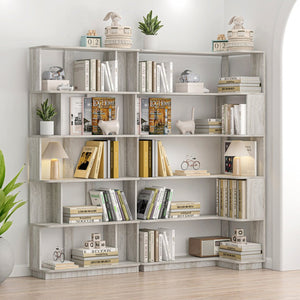 English Elm 90 Cm Modular Corner Bookcase Set of 2 Flexible Display Shelving for Home Office W2899S00015