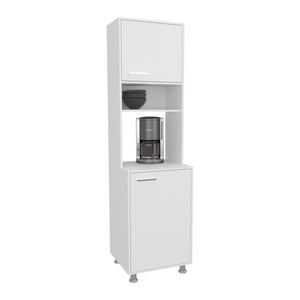 English Elm FM Buckeye Kitchen Pantry Cabinet with Open Shelves and Closed Storage, Space-Saving Modern Design White 48.43 L x 27.56 W x 4.73 H B128P301402
