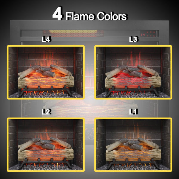 English Elm 28 Inch Recessed Electric Fireplace Insert with 3d Flames Infrared Heat and Sound W1769P191328