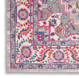 Nourison Passion PSN20 Machine Made Power-loomed Floral Border Indoor Only Bohemian  Rug Light Grey,Pink, Grey and Pink 100% Polypropylene 99446486745