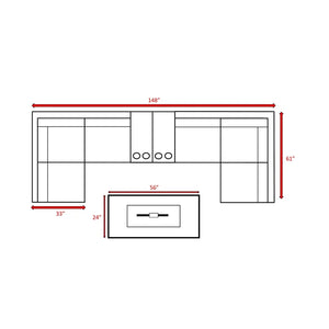 English Elm Fully Assembled 4-Person Rattan Wicker Seating Group With Fire Pit & Plush Cushions For Outdoor Fun B120S00013