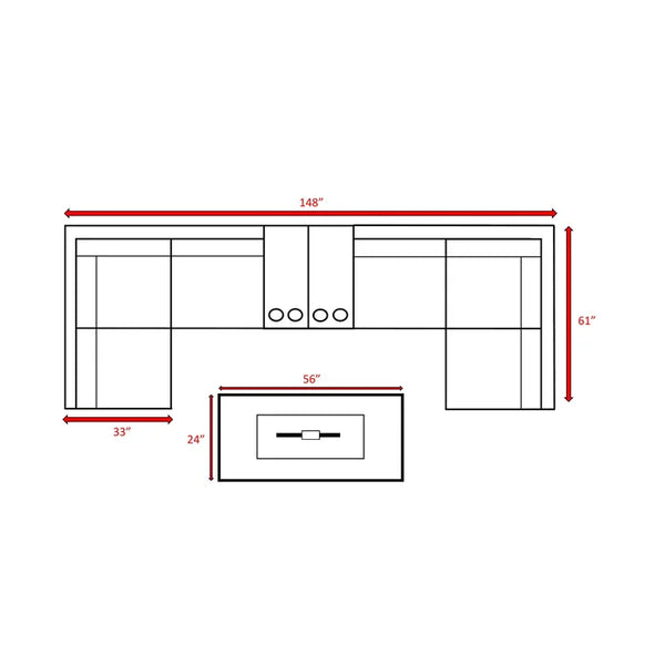 English Elm Fully Assembled 4-Person Rattan Wicker Seating Group With Fire Pit & Plush Cushions For Outdoor Fun B120S00013