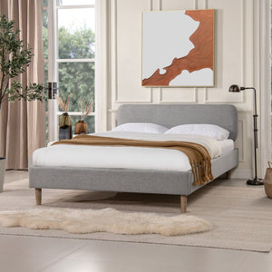 English Elm Jennifer Taylor Home - Diego Queen Upholstered Platform Bed - Light Grey, Modern Design With Natural Wood Legs & Comfort B2719P238661