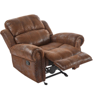 English Elm Christopher Knight Home® - 40.75" Wide Suede Manual Glider Recliner Chair with Rolled Arms, Microfiber Comfort & Infinite Positions Brown N763P264499D