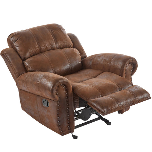 English Elm Christopher Knight Home® - 40.75" Wide Suede Manual Glider Recliner Chair with Rolled Arms, Microfiber Comfort & Infinite Positions Brown N763P264499D